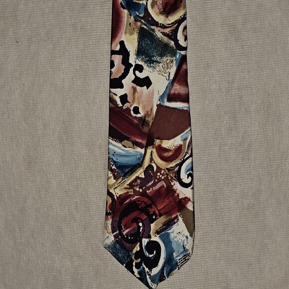 Hardy Amies Mens Tie - All London Silk - Abstract Colorful Pattern 56.5" x 3.5" - Picture 4 of 12